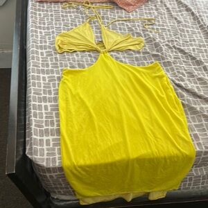 Fashion Nova Strapless Yellow Dress